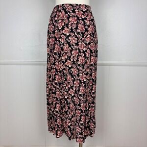 Carole Little II Vintage Pull On Maxi Skirt Dark Floral Size 14 Whimsygoth